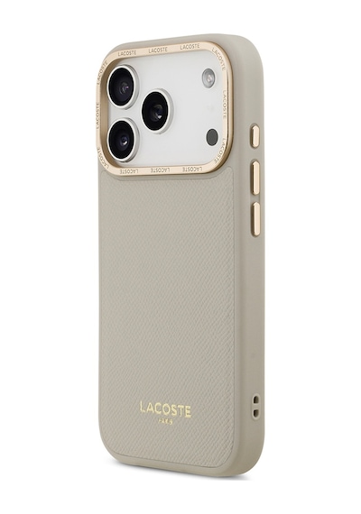 Apple Uyumlu iPhone 17 Pro Kılıf Lacoste Lisanslı M-safeli Champs Elysees Pu Deri Tasarımlı Kapak Gri Gri