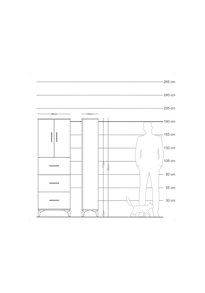 Arges Dolap 2 Raflı 3 Çekmeceli 2 Kapaklı 88x30x182 Aytaşı-ay... Aytaşı