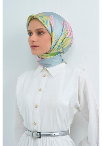 Armine İpek Eşarp 2026 Yaz - 9509-80 Buz Mavi Twill