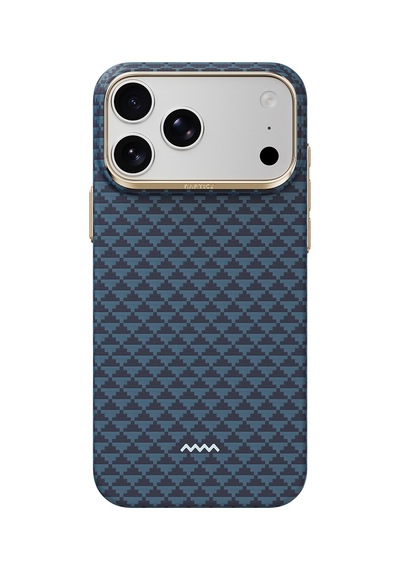 Apple iPhone Uyumlu 18 Pro Kılıf M-safe Şarj Özellikli Raptic Aramid Skin Origin Serisi Karbon Kapak Lacivert