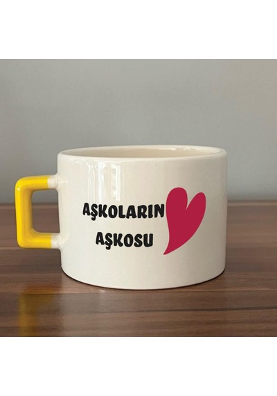 Aşkoların Aşkosu Baskılı Sarı Kulplu C Sevgililer Günü Fincanı