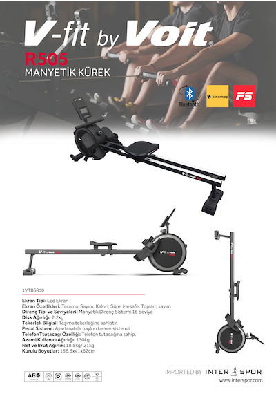 Voit Vfit By R505 Manyetik Kondisyon Küreği Bluetooth'lu Dik Katlanabilir Bluetooth Uygulamalı