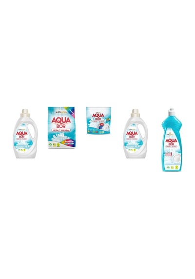 Aquabor Doğal Mineralli Sıvı Beyaz + 4 Kg Renkliler + Tablet + Sıvı Beyaz + Elde Bulaşık 5 Li Set 24109457