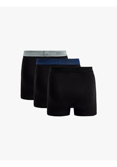 Koton Pamuklu Beli Baskı Detaylı 3 Lü Boxer Seti Siyah 7wlm90021mk