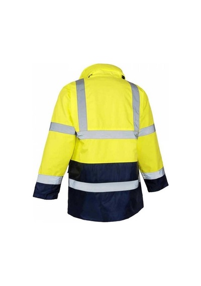 Reflektörlü 300d Oxford Çift Renk Parka Yağmurluk Sarı Sarı