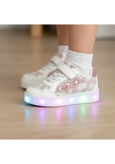 Tuğba Ortopedi 028 Kız Çocuk Led Işıklı Sneaker Bej