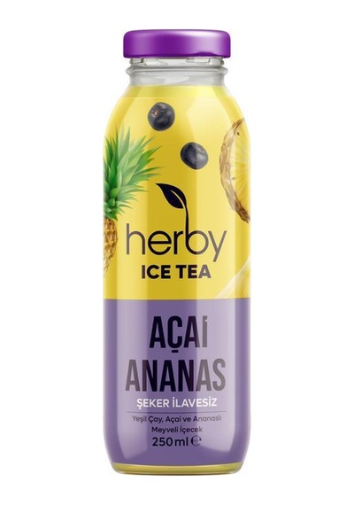 Herby Ice Tea Açai Ananas 12'li Şeker İlavesiz Soğuk Çay + Yeşil Çay Mango Ve Ananas 18'li