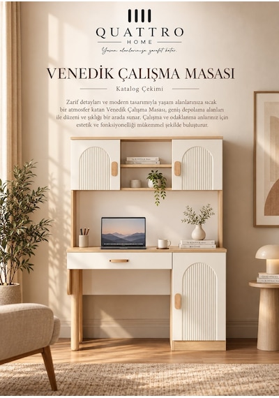 Venedik Kitaplıklı Çalışma Masası 120