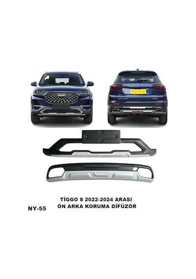Chery Tiggo 8 Ön Ve Arka Tampon Koruma Difüzör Tiggo 8 Pro 2022-2024 Arası Ön Arka Difüzör