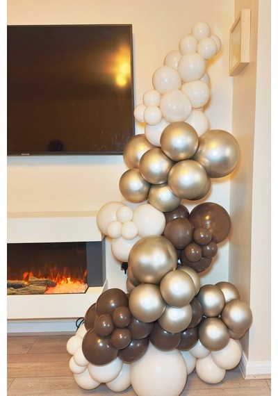 Beysüs 60'lı Balon Seti Çikolata Kahve - Gold Krom - Krem Zincir + Pompa