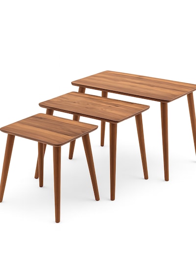 İstanbul 3'lü Zigon Sehpa %100 Mdf Ceviz/urartu