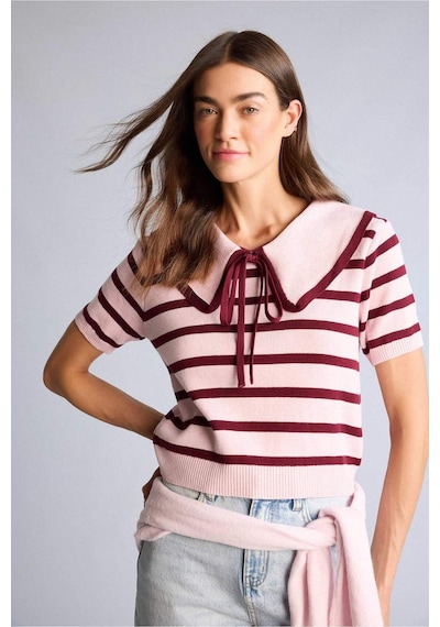 Defacto Crop Top Büyük Yaka Kazak H6636ax26sppn450 Pembe-pn450