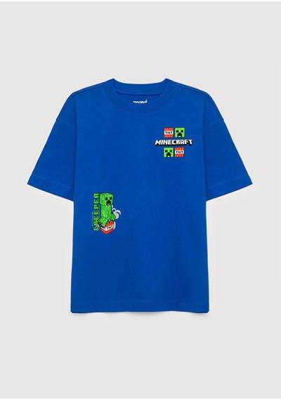 Mavi Minecraft Baskılı Saks Erkek Çocuk T-shirt M6610495-70896