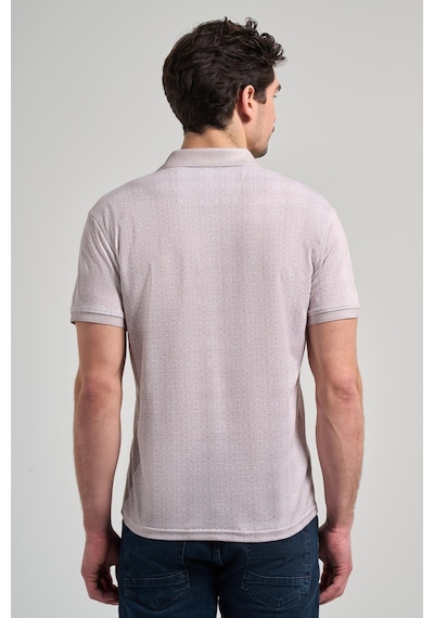 Bej Kısa Kol Baskılı Pike Polo Yaka Cepsiz Esnek Casual Slim Fit Tişört 1011250150 Bej