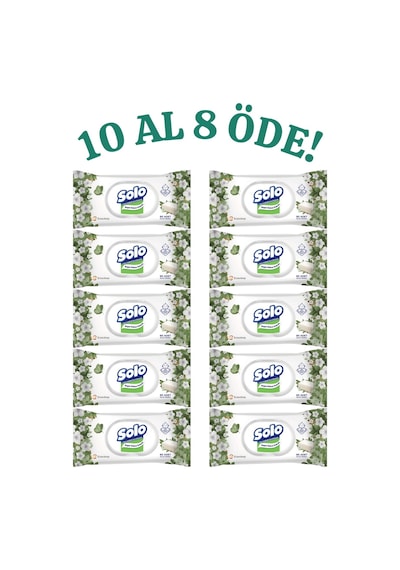 Solo Islak Havlu Beyaz Sabun Kokulu 90 Yaprak 10 Adet Bebek Kullanımına Uygun 10'lu Set
