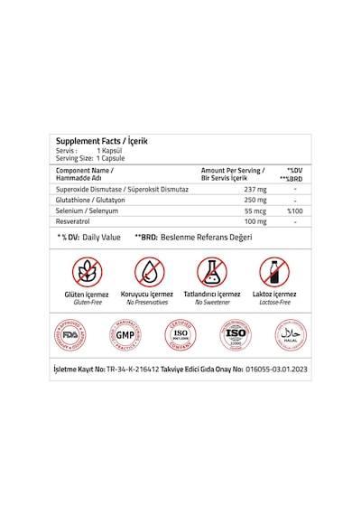 Superoxide Dismutase 237 Mg 30 Capsules