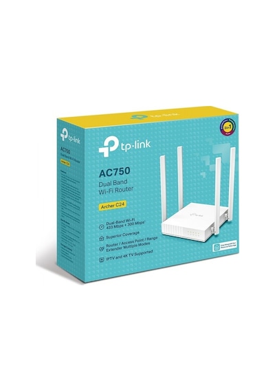 TP-LINK ARCHER C24 AC750 733 MBPS 4 PORT DUA  BAND ROUTER