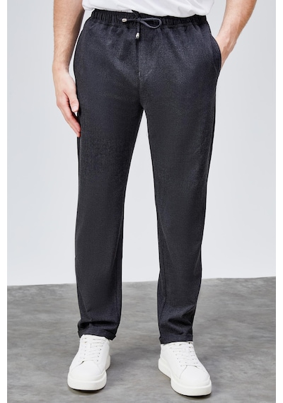 HLT Jeans Erkek Antrasit Relaxed Fit Yandan Cepli Beli Lastikli Bağcıklı Duble Paça Jogger Pantolon Bolt-1995 Antrasit