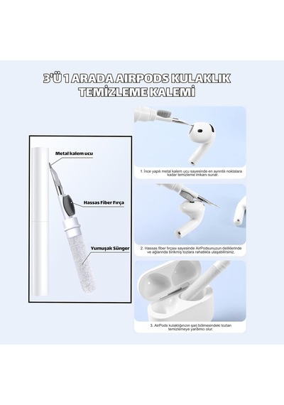 Airpods 4. Nesil Uyumlu Çiçek İşlemeli Premium Silikon Kulaklık Kılıfı Ve 3'ü 1 Arada Bluetooth Kulaklık Temizleme Kalemi Seti Pembe