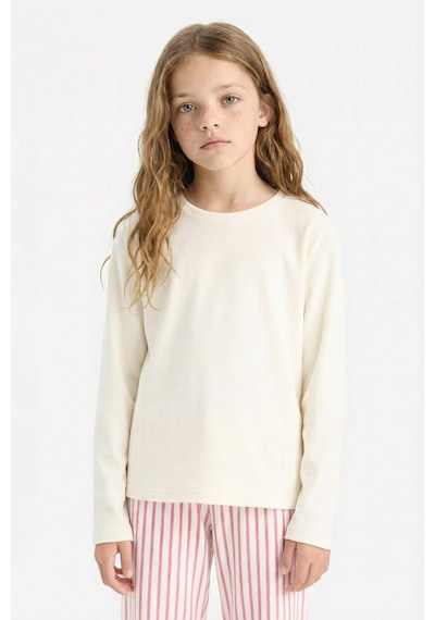 Defacto Pijama Takımı Uzun Kollu Üst Çizgili Uzun Alt Kız Çocuk D1068A824WN Bordo