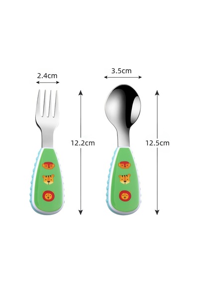 304 Çelik Bebek Kaşık Ve Çatal Set Cin957 Çok Renkli