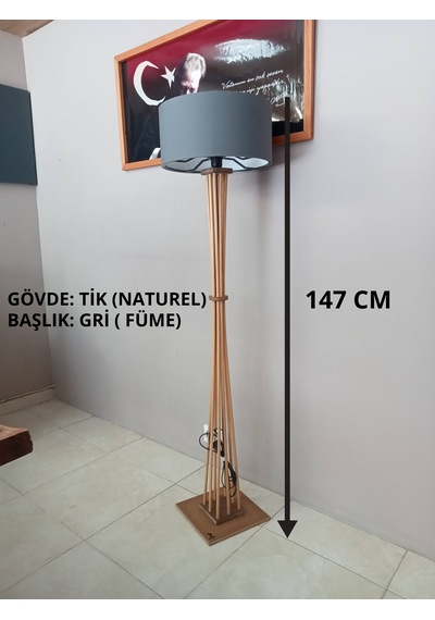 Lambader-gri Başlıklı Doğal Ahşap Köşe Aydınlatması