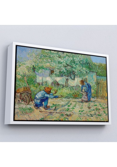 Ahşap Çerçeveli Vincent Van Gogh - Millet'den Sonra İlk Adımlar Tablo - First Steps-7164
