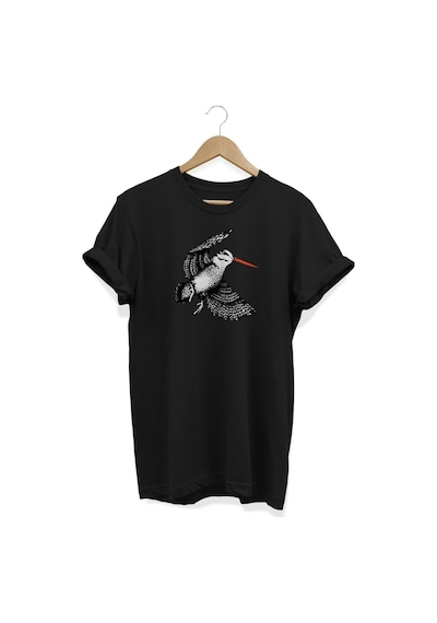 Kuş Baskılı Siyah T-shirt Siyah