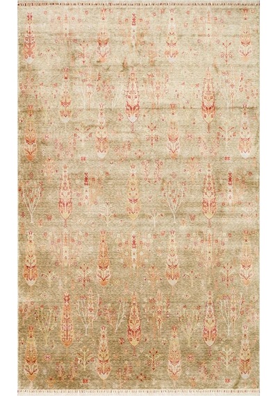 Hoom Rugs Nepal Zr 08 Yün Viskon Tensel Green Autumn Otantik Modern Uşak Halısı Çok Renkli