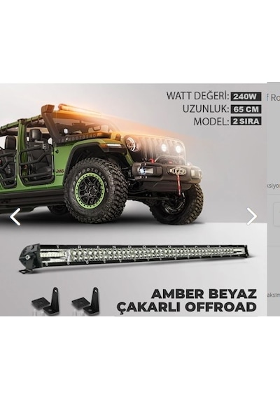 240w 65 Cm Çift Sıra 5 Modlu Turuncu Beyaz Off Road Led Bar