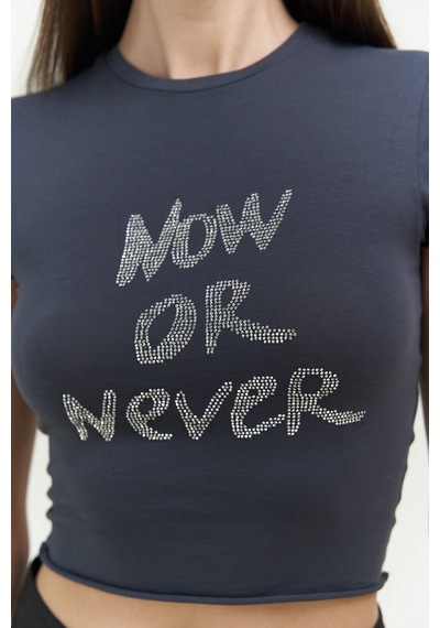 Mai Collection 2724 - Now Or Never Antrasit Penye Crop
