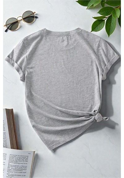 Uyguntarz Unisex Milano Italia Baskılı Tasarım Tshirt Gri