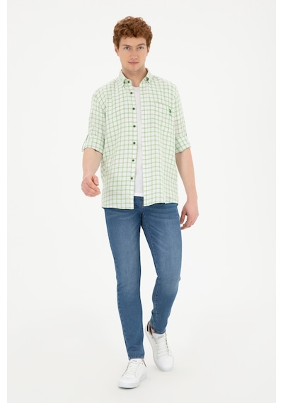 U.S. Polo Assn. Erkek Kareli Yeşil Gömlek 50283820-VR054