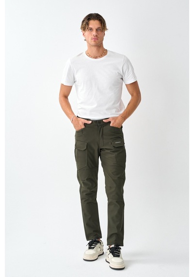 Dechers Soft Shell Rüzgar, Su & Soğuk Geçirmez İçi Polarlı Kışlık Taktik Pantolon E218-11 Haki