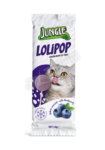 4 Adet Jungle Kedi Lolipop Yaban Mersinli 1,5 Gr