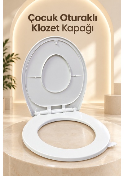 Çocuk Oturağı Entegre Beyaz Aile Klozet Kapağı
