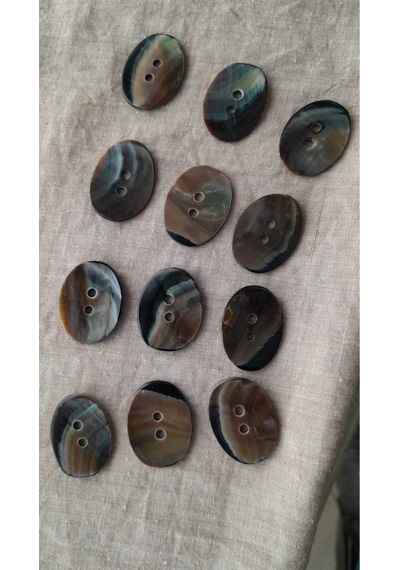 Doğal Siyah Hakiki İnci Midye Kabugu Düğme -24x18 Mm 10 Adet