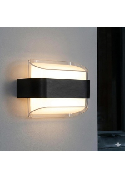 Dekoratif Aydınlatma 12w Led Aplik Cata Gozo Dış Ve İç Mekan Duvar Apliği - 3200k Günışığı, Ip44, Şeffaf Plexiglass Çerçeve, Modern Bahçe Aplik, Veranda, Teras Ve Dış Cephe Diğer