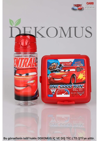 Lisanslı Cars Trıtan Matara 500 Ml Ve 2 Katlı Beslenme Kabı/lunch Box Seti Altın