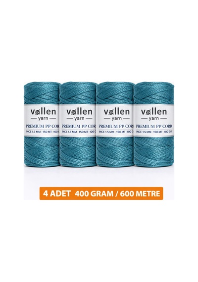 600m Polyester Makrome Ipi, Supla Ipi, Çanta Ipi, Bileklik Ipi,makrame,petrol Mavi 1.5mm-400gr