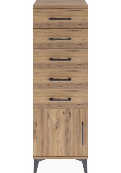 Arges Dolap 5 Çekmeceli Tek Kapaklı 44x30x134 Çam-çam Çam