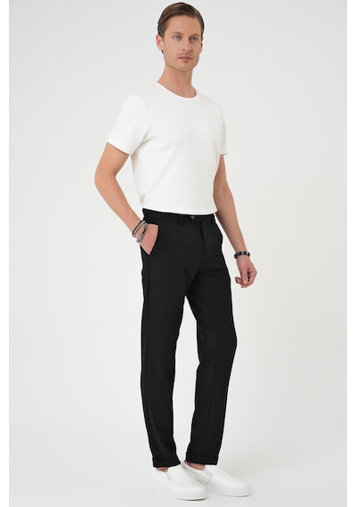Efor Comfort Fit Beli Lastikli Dokulu Siyah Jogger Pantolon P 1186 Siyah