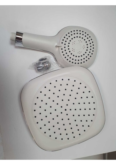 Tepe Ve El Duşu Beyaz 2 Li Set Tepe Duş Başlığı Ve El Duşu Duş Başlığı Beyaz Renk Banyo Seti Diğer
