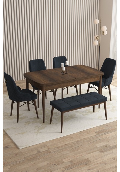Loft Barok Desen 80x132 Açılabilir Mdf Masa Yemek Odası Takımı, Mutfak Takımı 4 Sandalye, 1 Bench Antrasit Loft Barok Desen 80x132 Açılabilir Mdf Masa Yemek Odası Takımı, Mutfak Takımı 4 Sandalye, 1 Bench Antrasit