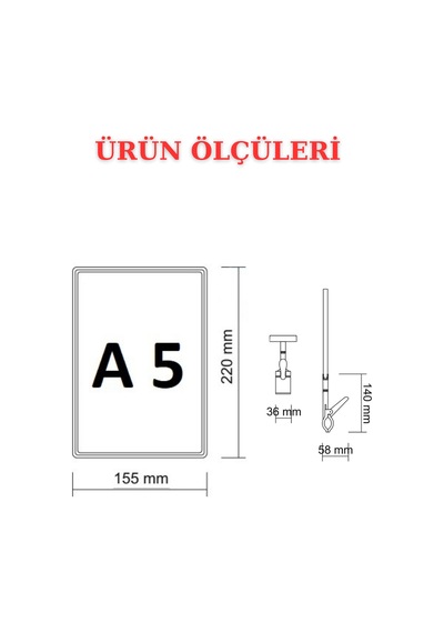 4 Adet Sarı Kırmızı A5 Mandallı Sepet Etiketi Çerçeveli Etiketlik Sarı Kırmızı