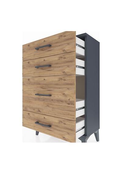 Arges Komodin 4 Çekmeceli 60x30x96 Antrasit-çam Antrasit
