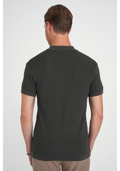 Efor Comfort Fit Polo Yaka Kısa Kollu Haki Triko Tr 883 Haki