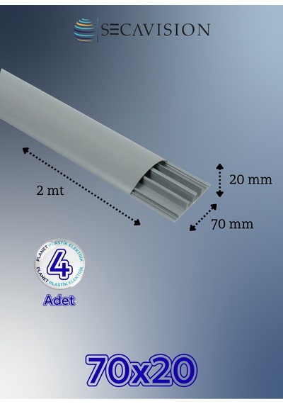 70x20 Yapışkan Bantlı Balık Sırtı Kablo Kanalı- Gri- 8 Mt 70x20 Mm