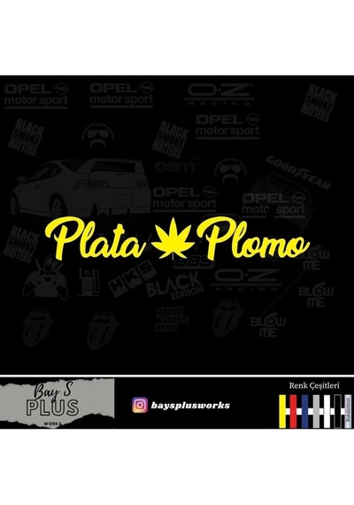 Plata Plomo Oto Sticker Sarı 20 10 Cm