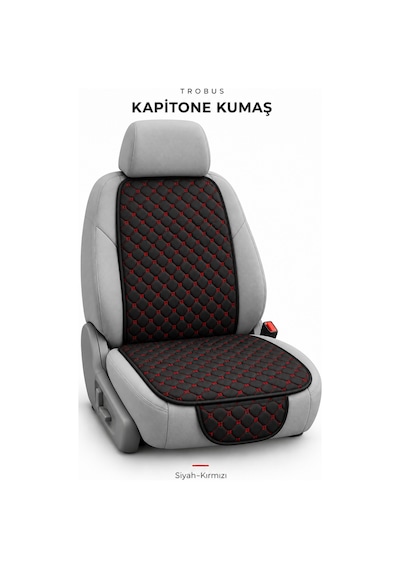 Citroen C4 2011-2018 Kapitone 7'li Terletmez Kumaş Koltuk Minderi Siyah Kırmızı